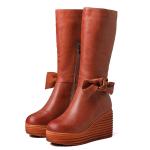 S039 Original handmade boots, knight boots, leather and velvet flat-bottomed
