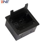 black table flip up socket with brushed flip-open cover used in office room