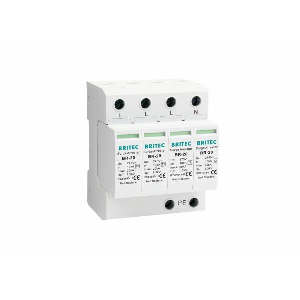 China CE 20kA 4P Din Rail Class C Surge Protection Device Surge Arrester factory
