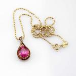 Rose Gold Plated 925 Silver Jewelry Oval Pink Cubic Zircoina Pendant(PSJ0392)