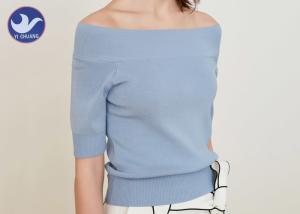 China Summer Half Sleeves Cable Knit Jumper Womens Boat Neck Lady Knitwear Anti - Shrink factory