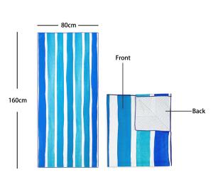 China Summer Quick Dry Anti Sand Microfiber Striped Beach Towel With Bag factory