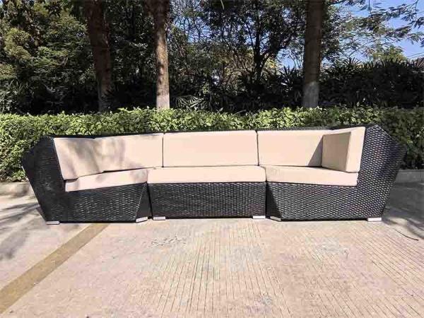 Terrace Furniture Seat Lounge Outdoor Black Rattan Wicker Sofa Luxury Garden