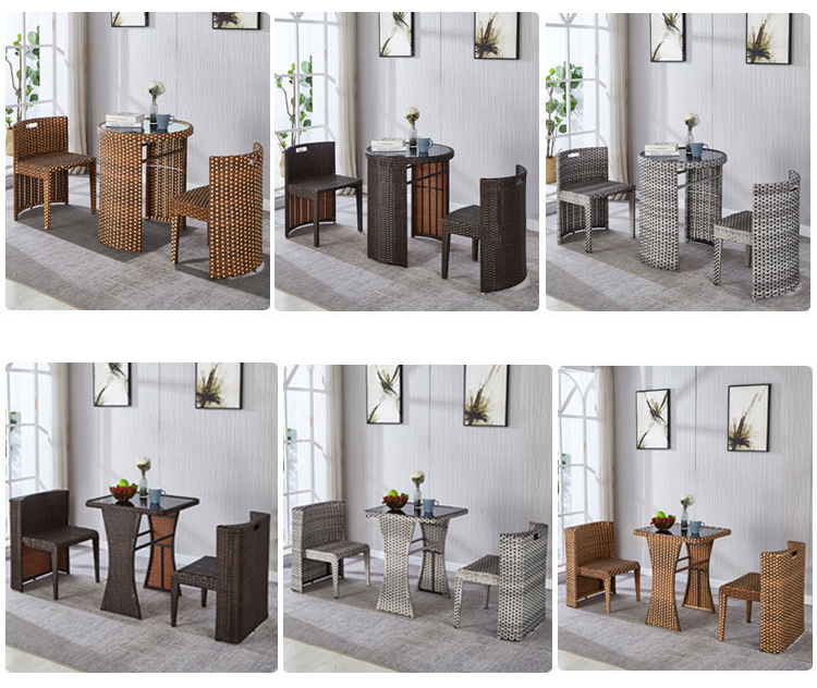 Outdoor Rattan Furniture for Coffee Shop Tempered Glass Top Table and Chair Set