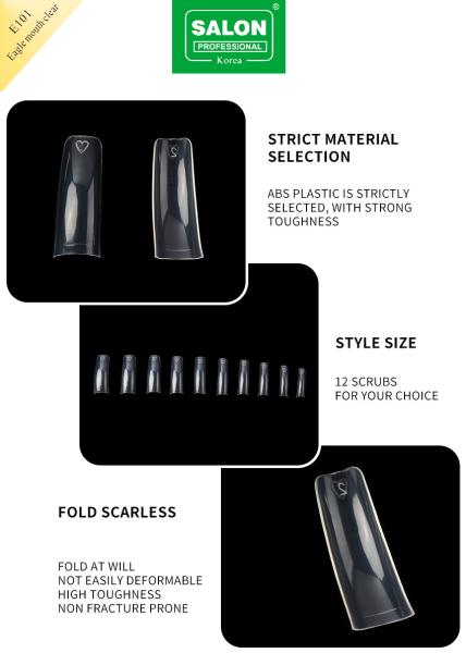 Medium Pre-Shaped Seamless Clear Color Fake Nail Tips For DIY Home Nail Salon 12