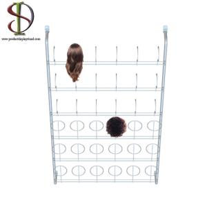 China Door Back Barber Shop 6Layers Wig Display Stand Wall Mount Metal factory