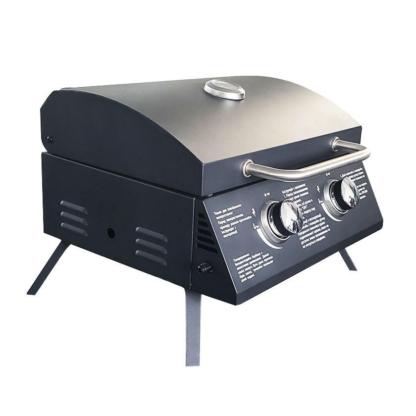 Outdoor Camping Tabletop BBQ Gas Grill with Foldable Legs and Double 2 Burner Propane
