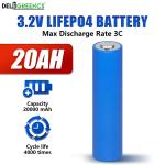 Battery Type 3.2V Lifepo4 20Ah Cylindrical LiFePO4 Battery for Electric Cars DIY