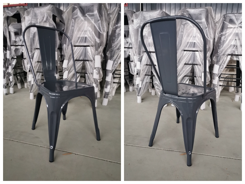 Household Stackable Metal Dining Chair Orange Vintage Metal Bistro Chairs