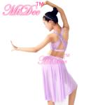 Soft Mesh High-Low Skirt Antisymmestic Sequin & Pleated Top Back Straps Crossing