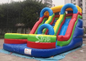 China 5mts high big double lane inflatable slide with arch made of 0.55mm pvc tarpaulin factory