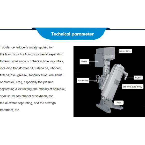 Customized tubular transformer fuel oil for blood plasma and cell decanter centrifuge separate
