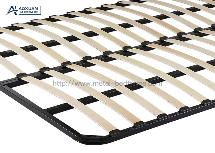 Black Wooden Slat Double Foldable Platform Bed Frame