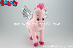 China 14.2&quot;High Quanlity Pink Plush Angel Horse Toy With Silver Wings factory