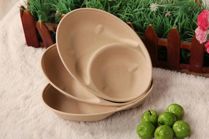 950ml 2 compartments Biodegradable Straw pulp food containers for fruit salad pasta trays