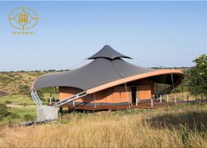 China Double Split Top Cover Luxury Resort Tents Gray Yellow Lightweight PVDF Material factory