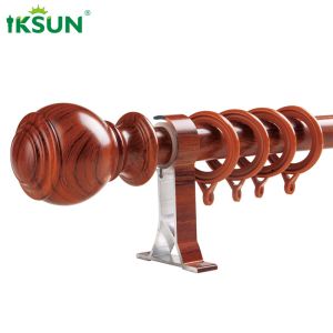 Single Wall Mount Modern Wood Curtain Rod 28mm Diameter Multifunctional