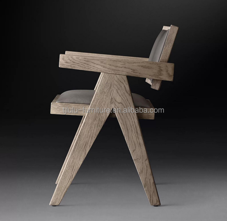 Top Grade Hotel Restaurant Home Using Dining Room Modern Wood PU Chairs With Armrest and Nitrolacquer Finish