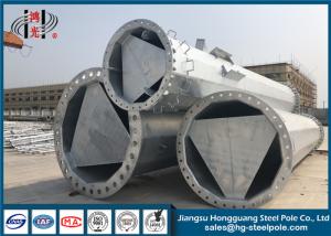 China 90FT Tapered Steel Tubular Pole With Bitumen Painted , 235-460Mpa Tensile Strength factory