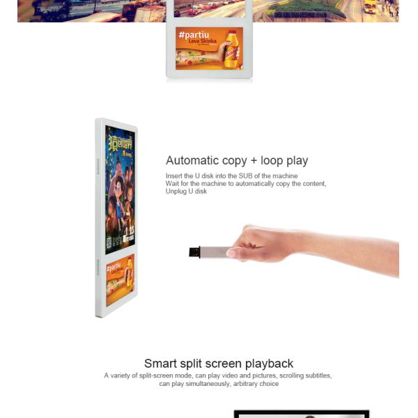 Metal Case Toughened Glass Panel Wall Mounted Digital Signage 18.5 Inch For Elevator