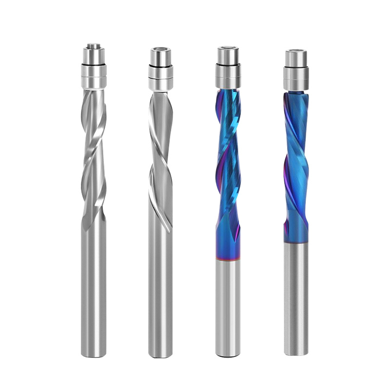 China Customized Inch Size AstraHP Coated Solide Carbide Compressor Up/Down 2 Flute Spiral Cutter Up-Cut Flush Trim Router Bit factory