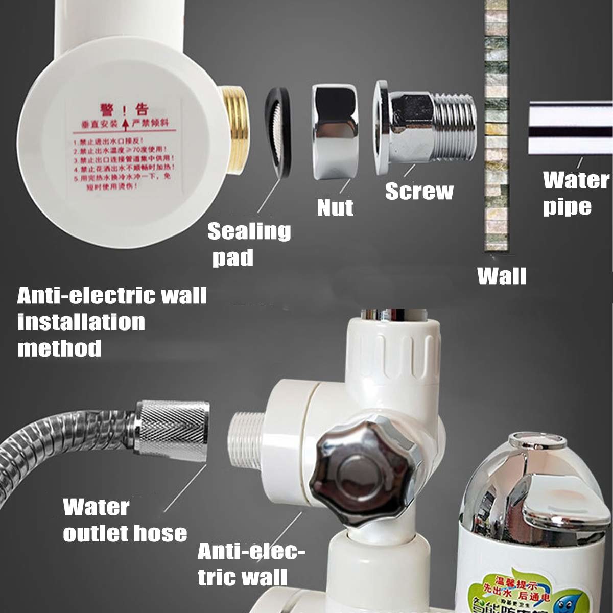 Instant Electric Deck Mounted Heater Faucet Water Heating ABS LVD