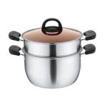 Best Selling Silver Two Layers Pot Stainless Steel Saucepot Food Steamer Pots