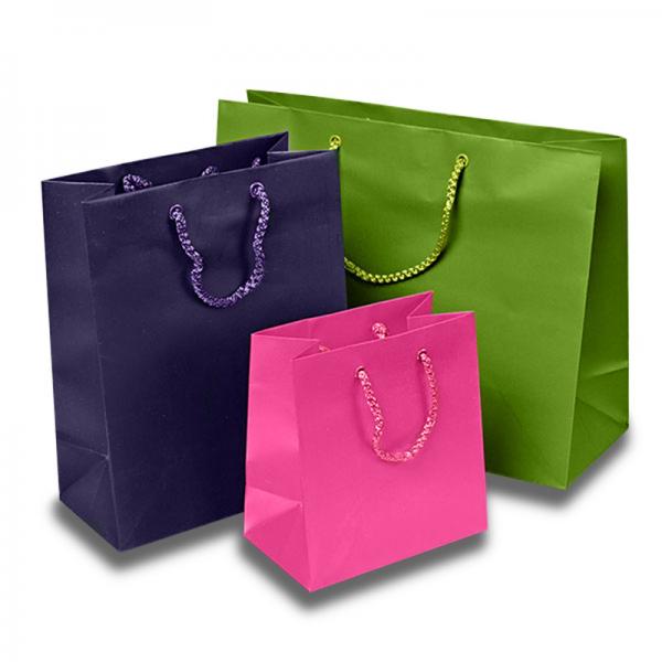 China Matte Colored Jewelry Gift Bags Aqueous Coating Technics For Shopping factory