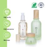130ml/50g Glass Yellow/Green Transparent Cylindrical Smooth With Bamboo Lid For