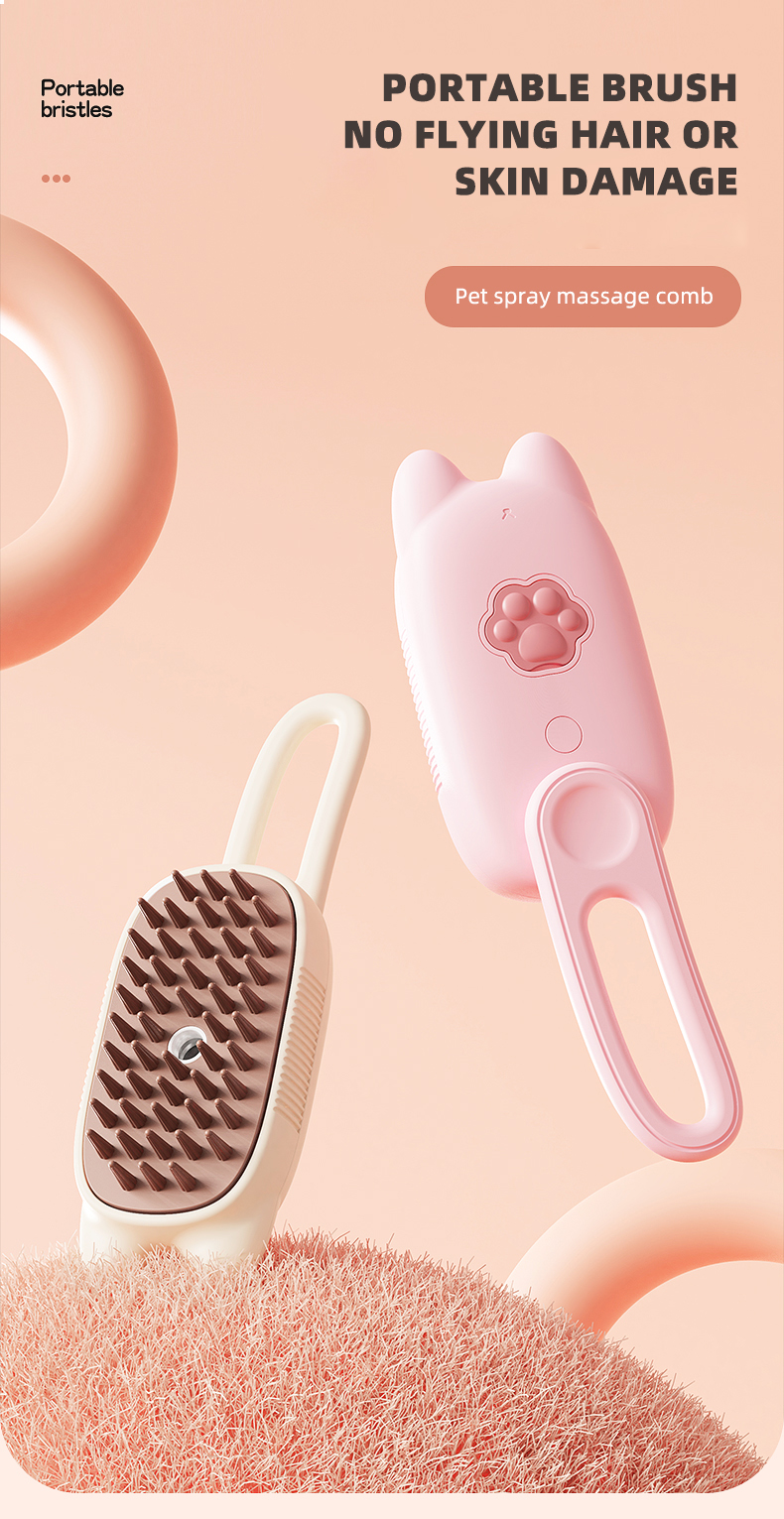 Pet Grooming Brush Cats Long Handle Electric USB Water Spray Steam Comb Dog Hair Cleaner