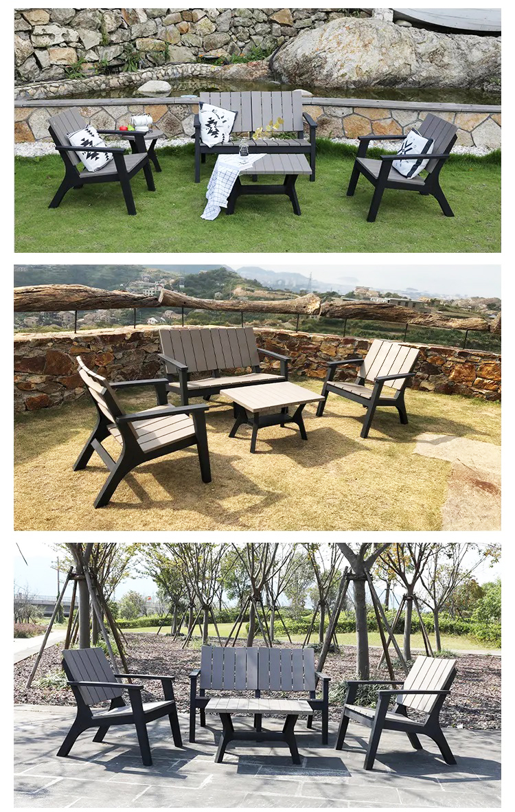 Nordic Garden Set for Outdoor Patio Balcony Cafe Plastic Coffee Dinning Table and Chair