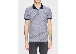 China Four - Button Placket Cotton Polo Shirts For Men Wave Point Pattern factory