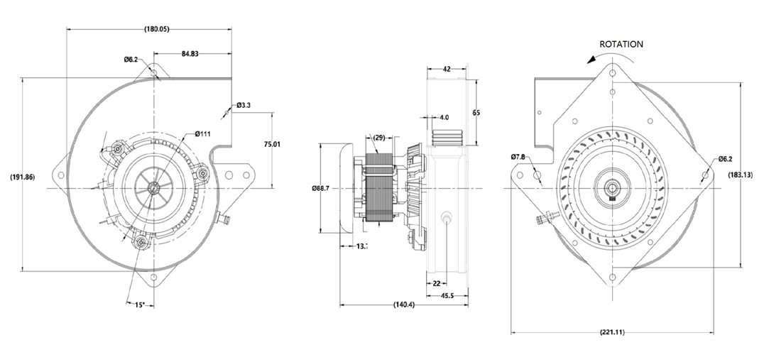 101W 115W Induced Draft Blower Exhaust Combustion Fan Heater Inducer Motor