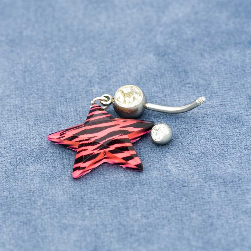 Red Around Five Star Body Piercings Jewellery Surgical Steel 24mm