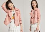 Olive & Pink Color Spring Women Ladies Pu Jacket With Zip Through