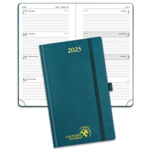 China FSC Pacific Green Mini Hardcover Weekly Planner 2023 Vertical Printed factory