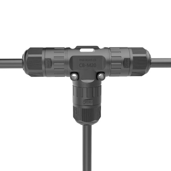 M20 T Type Three Way Waterproof Circular Connector Four Core Screw Lock
