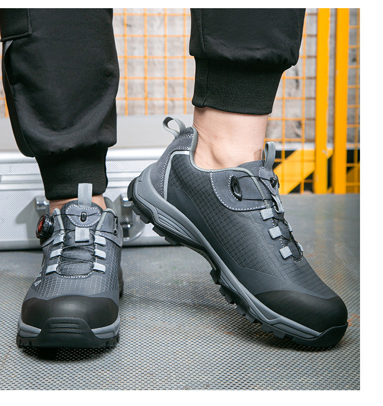 Kevlar Midsole BOA Rotating Button Work Shoes European Standard Steel Toe Anti Smashing MD Sole Safety Shoes