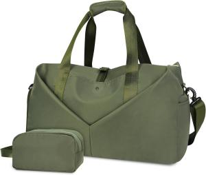 China Green Portable Overnight Weekender Bag Gym Duffel Bag With Wet Pocket Shoes Compartment factory
