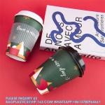 Christmas Paper Coffee Cups With Sleeves Lids 12 Oz Xmas Disposable Party Cup