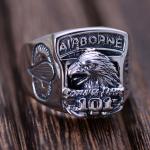 Retro Jewelry 925 Sterling Silver Engraved US Army Eagle Style Men Ring