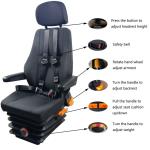 Mechanical Suspension Engineering Vehicle Seat Heavy Truck Driver Seats With