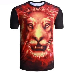 China Round neck sublimation printing tiger polyester short sleeve T-shirt factory