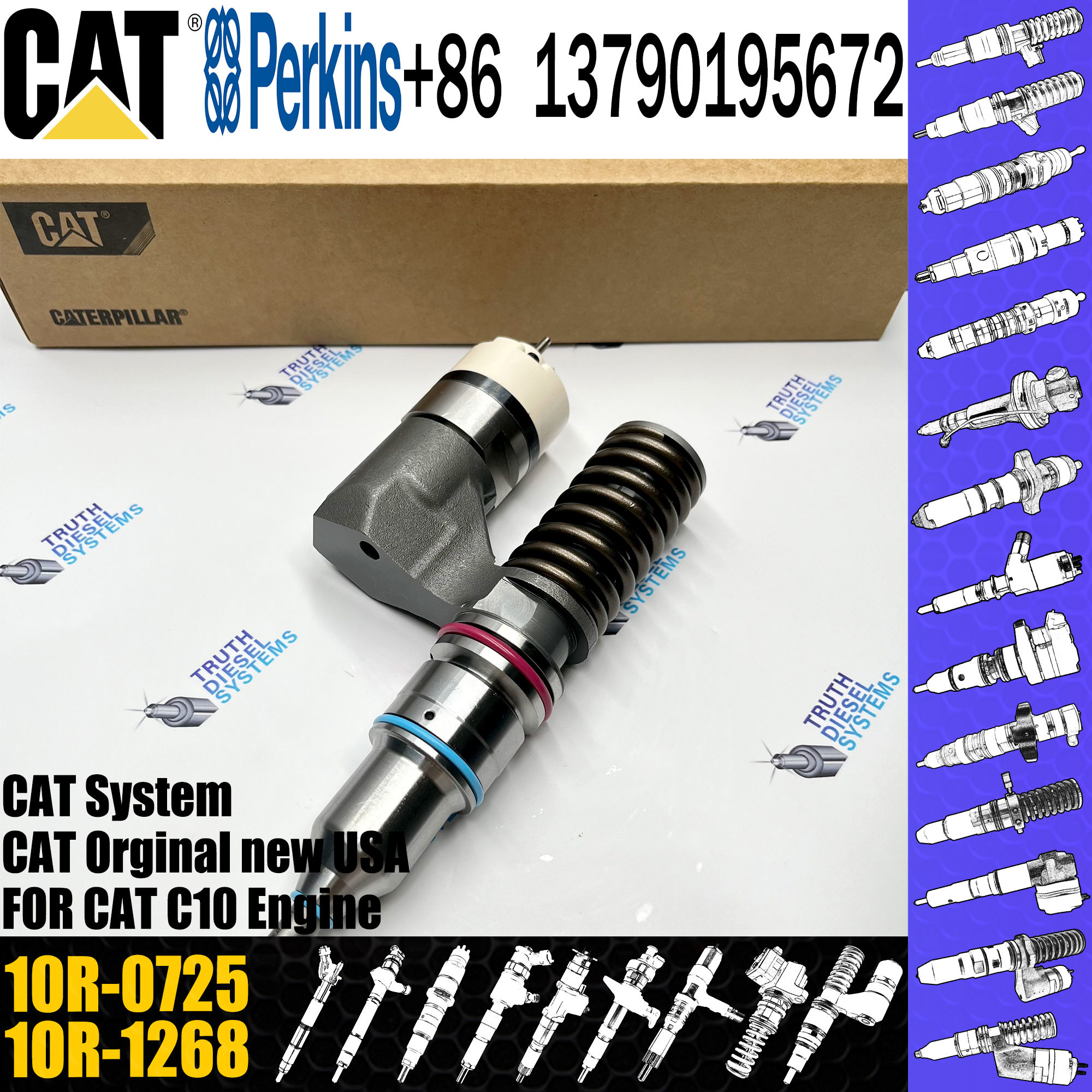 Fuel Injector 212-3464 10R-0725 1OR-1268 874-822 for Caterpillar Excavator C10 Engine
