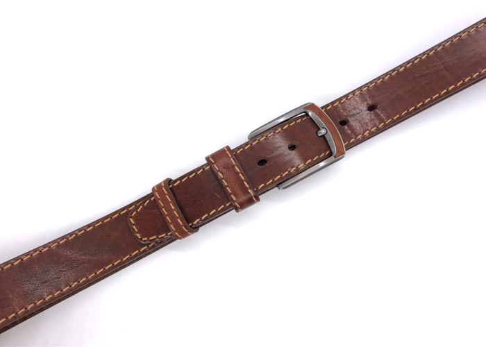 5 Oval Holes Mens Casual Leather Belt With Thick Thread And Decoration