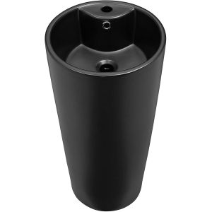 1.75'' Drain Glossy White Ceramic Pedestal Bathroom Sinks With Chrome Finish