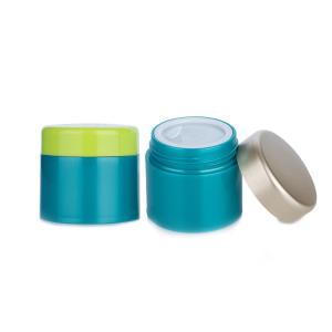 China 40ml Blue Opaque Plastic Empty Cream Jar With Silver White Green Lids factory