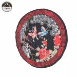 Round Shape Iron On Embroidered Patches With Beautiful Flower / Butterflies