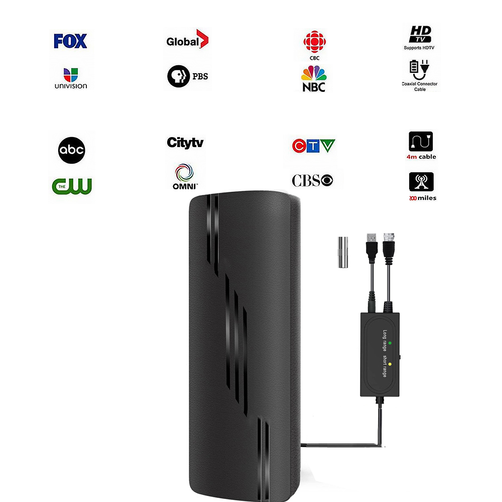 Film Size 300*330mm Indoor 50 Miles Amplified HD TV Antenna with Coax Cable Adapter