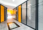 Office 2 Hour Fire Rated Glass Partition 6mm 12mm thick Steel Frame Glass